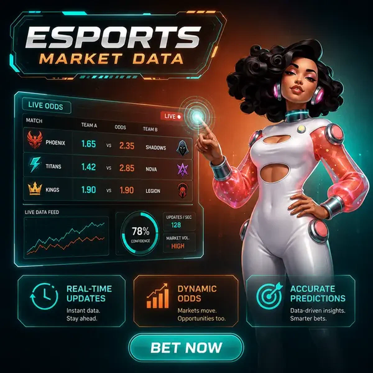 Campeón de esports confiado analizando cuotas de apuestas en vivo en Tipos de Mercado de Esports e Infraestructura de Datos