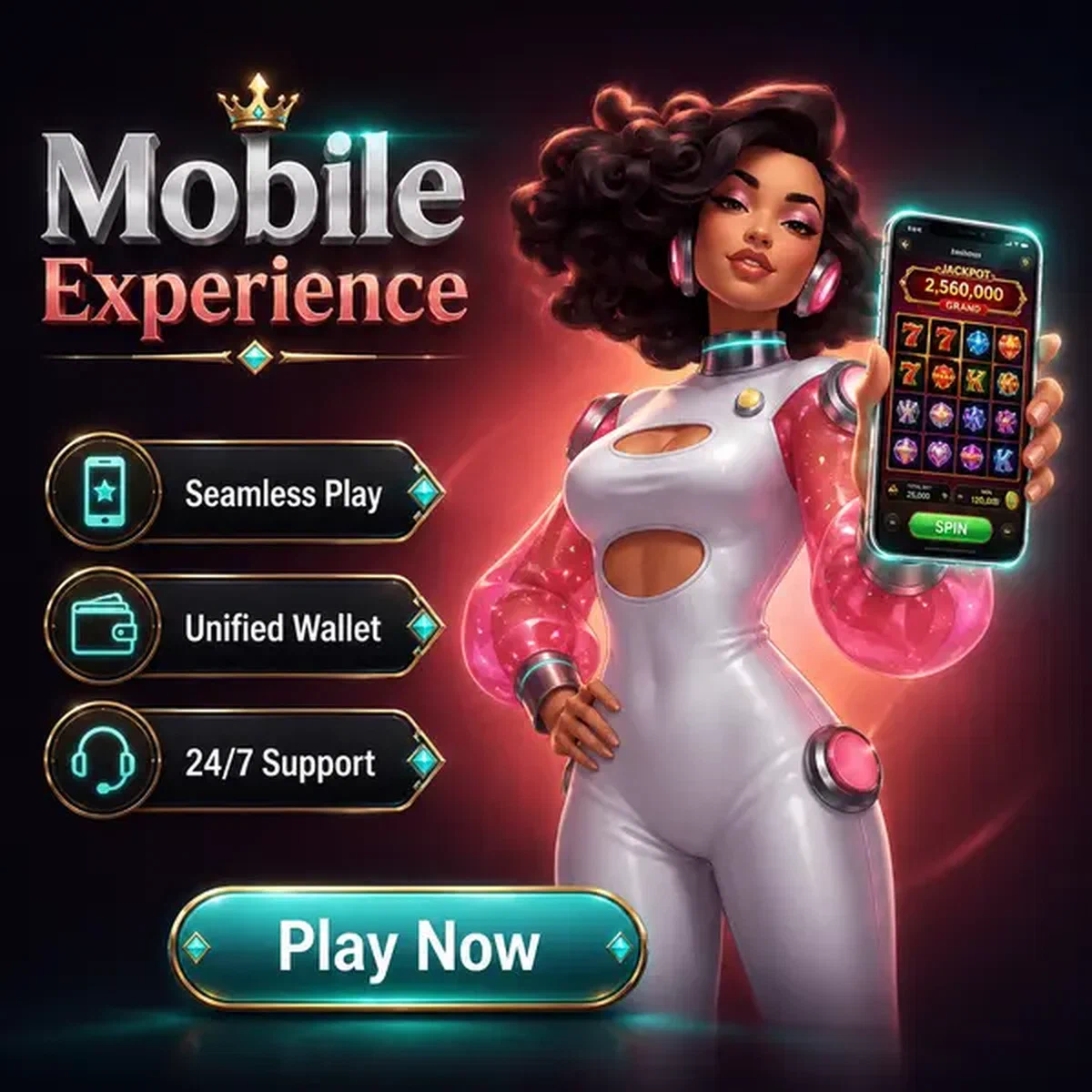 App móvil de Spinwinera brillando mientras el jugador disfruta de una experiencia de juego sin interrupciones